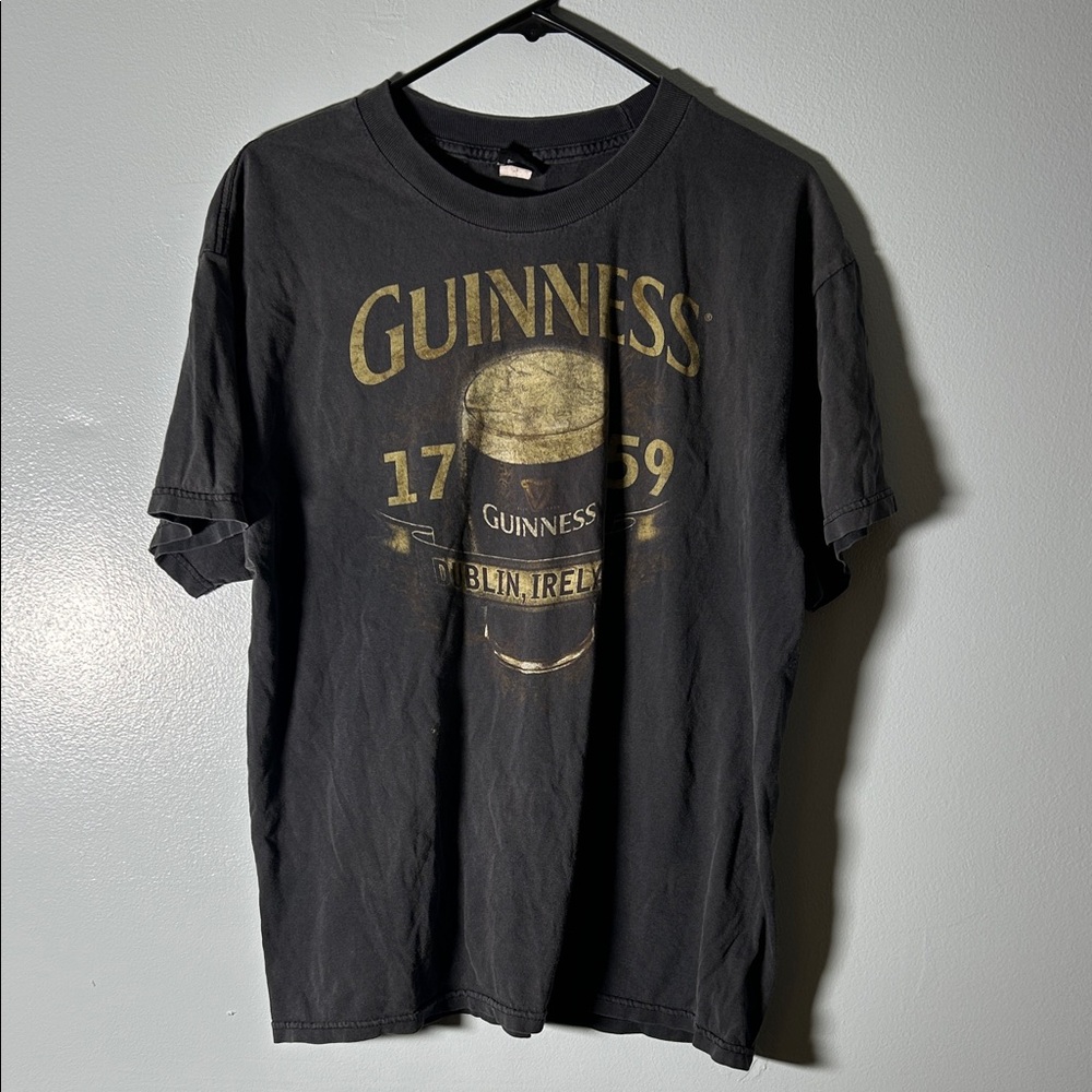 Guinness Black Tee with Gold Pint Graphic